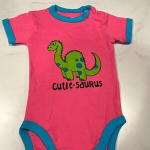 Lazy One Bodysuit Baby Girls 6 Month Pink Blue Cutie-Saurus Creeper Short Sleeve